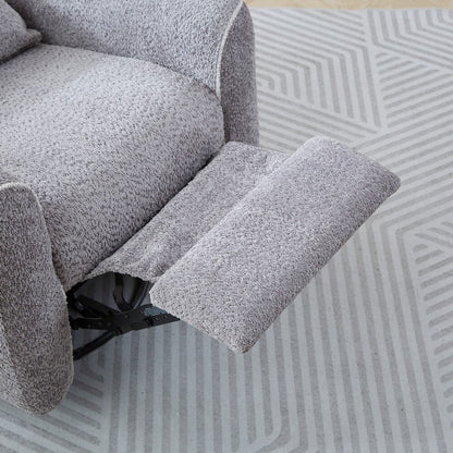 Poltrona reclinabile elettrica moderna, girevole, singola, con rivestimento in tessuto e porta di ricarica USB.