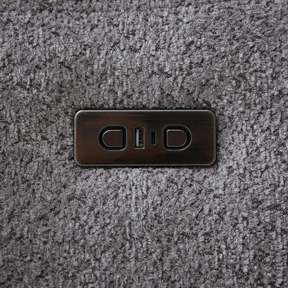 Poltrona reclinabile elettrica moderna, girevole, singola, con rivestimento in tessuto e porta di ricarica USB.