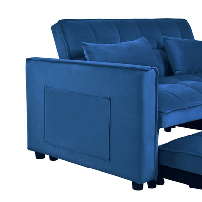 Divano letto moderno estraibile, divano letto 3 in 1 con schienale regolabile, divanetto in velluto, cuscini e tasche laterali