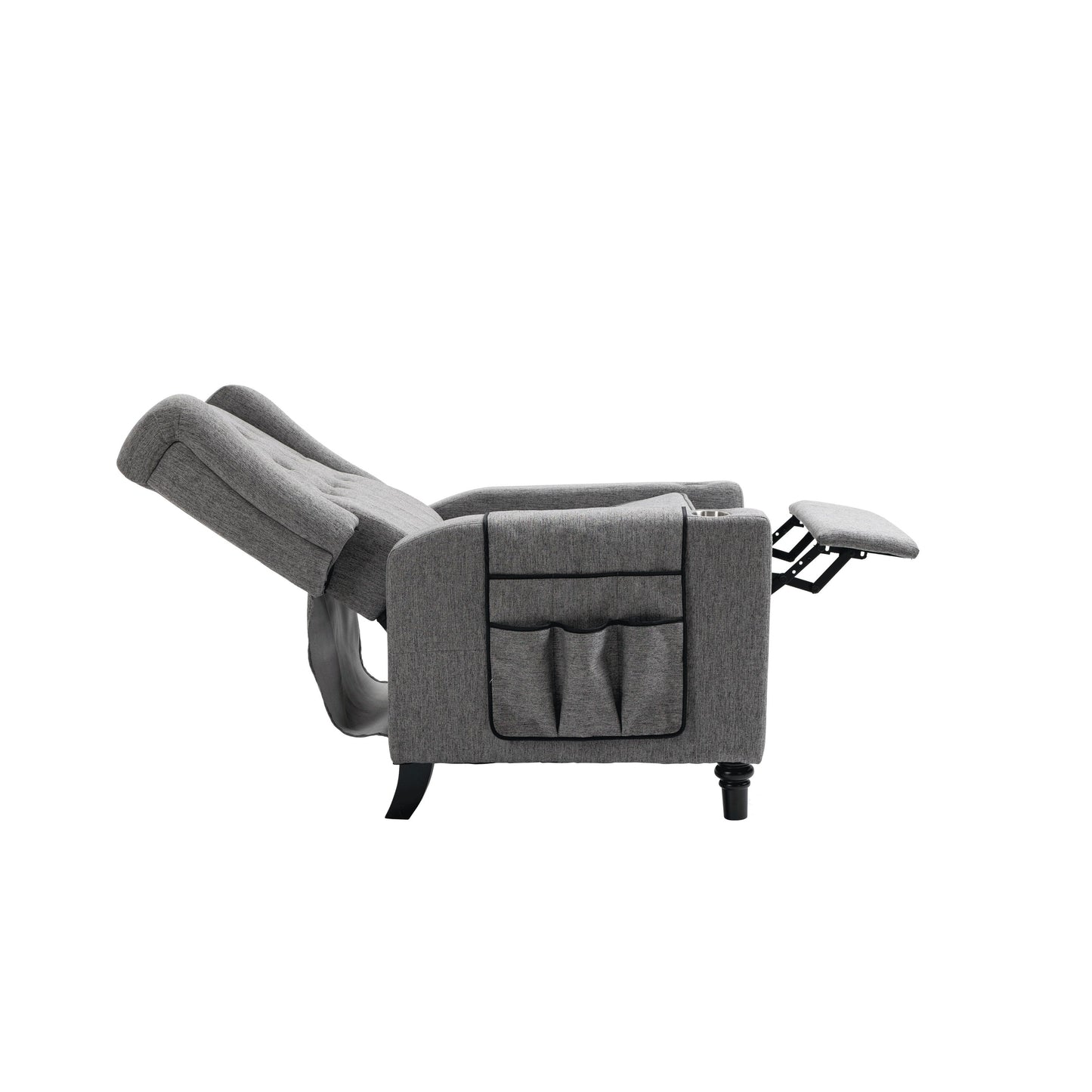 Poltrona reclinabile manuale moderna con schienale a spinta, poltrona da home theater con schienale ad ala, vibrazione e calore