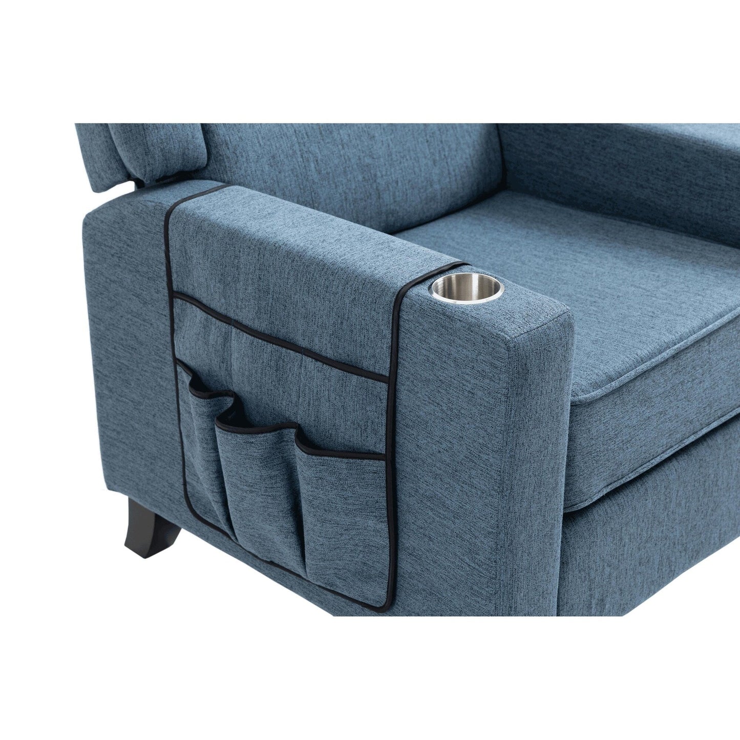 Poltrona reclinabile manuale moderna con schienale a spinta, poltrona da home theater con schienale ad ala, vibrazione e calore