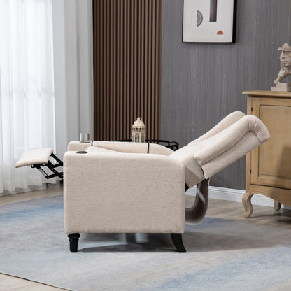 Poltrona reclinabile manuale moderna con schienale a spinta, poltrona da home theater con schienale ad ala, vibrazione e calore