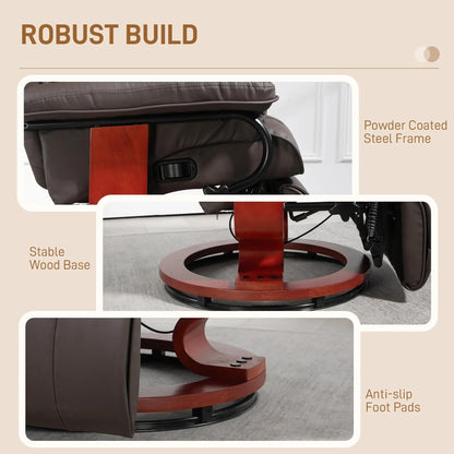 Poltrona reclinabile girevole moderna per camper con poggiapiedi per soggiorno