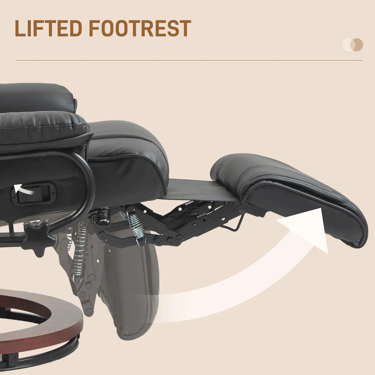 Poltrona reclinabile girevole moderna per camper con poggiapiedi per soggiorno