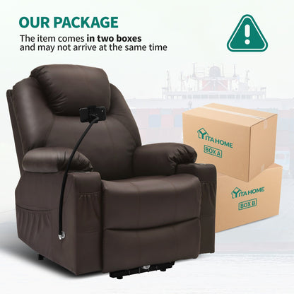 Poltrona reclinabile moderna in tessuto per massaggi con LED e supporto per cellulare