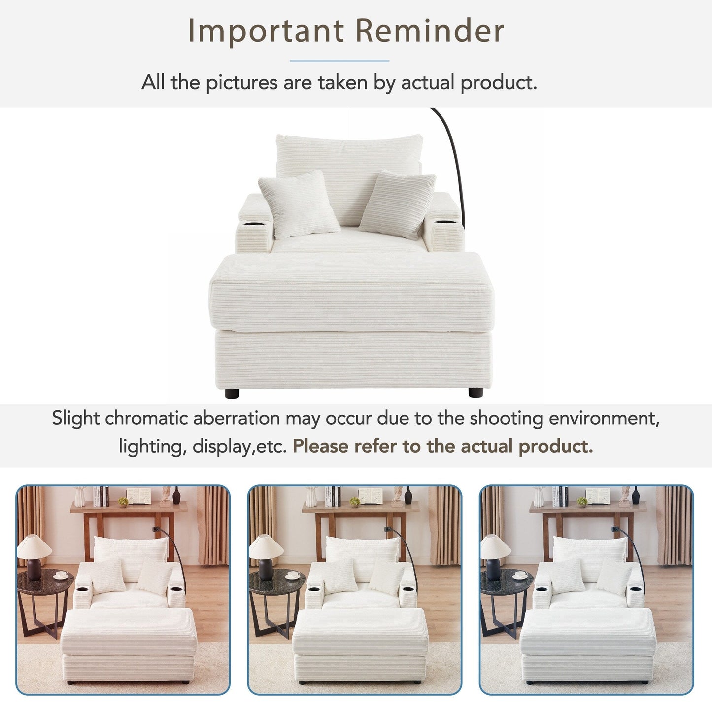 Divano singolo moderno con pouf mobile, spazio nascosto, porte USB, portabicchieri e porta telefono per il soggiorno