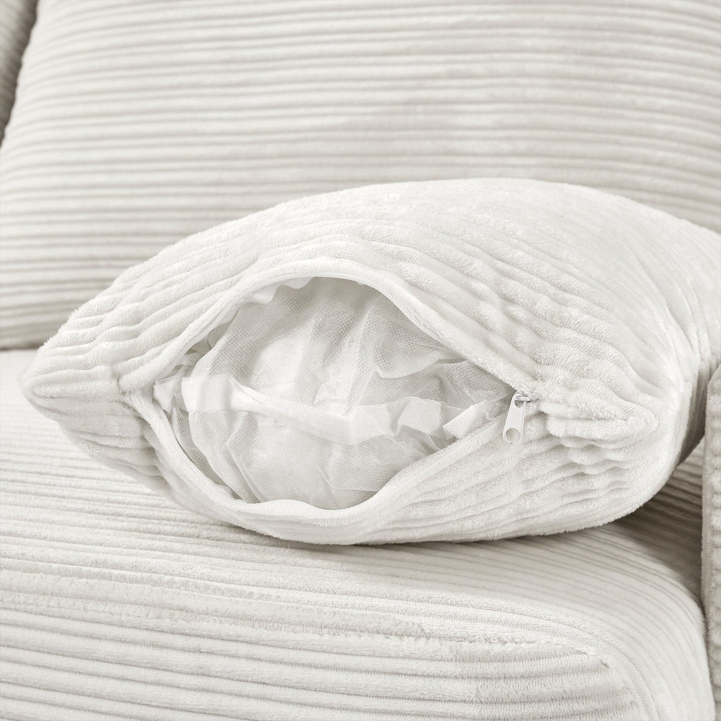 Divano singolo moderno con pouf mobile, spazio nascosto, porte USB, portabicchieri e porta telefono per il soggiorno