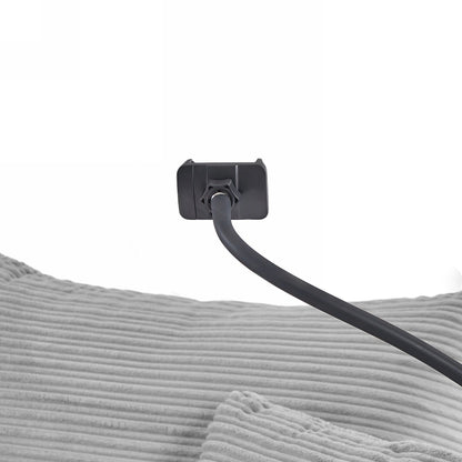 Divano singolo moderno con pouf mobile, spazio nascosto, porte USB, portabicchieri e porta telefono per il soggiorno