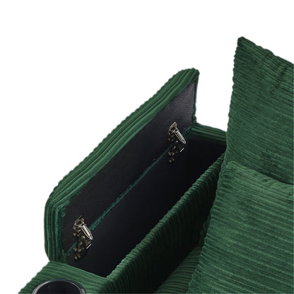 Divano singolo moderno con pouf mobile, spazio nascosto, porte USB, portabicchieri e porta telefono per il soggiorno