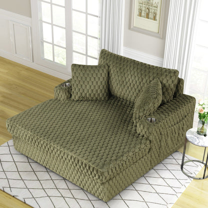 Divano letto moderno e morbido per interni con chaise longue e cuscini