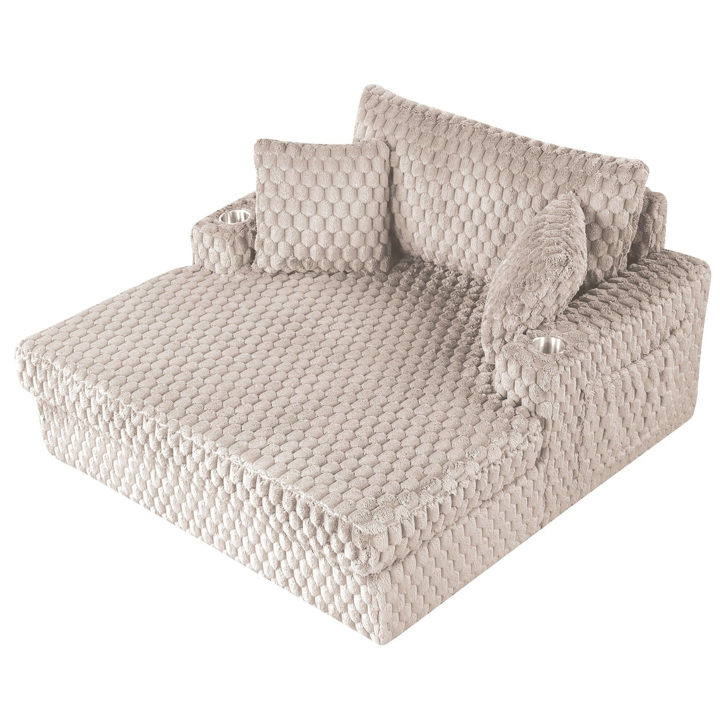 Divano letto moderno e morbido per interni con chaise longue e cuscini