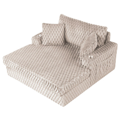 Divano letto moderno e morbido per interni con chaise longue e cuscini