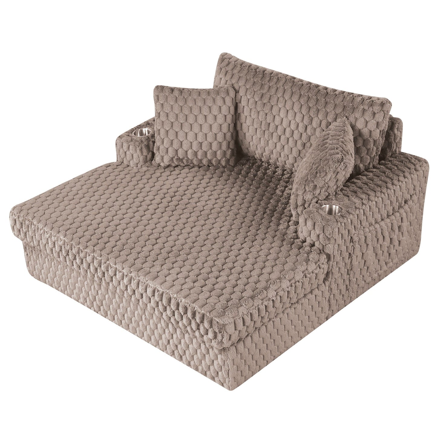 Divano letto moderno e morbido per interni con chaise longue e cuscini