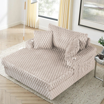 Divano letto moderno e morbido per interni con chaise longue e cuscini