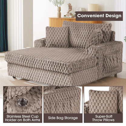 Divano letto moderno e morbido per interni con chaise longue e cuscini