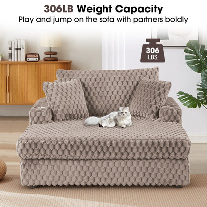 Divano letto moderno e morbido per interni con chaise longue e cuscini