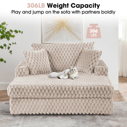 Divano letto moderno e morbido per interni con chaise longue e cuscini