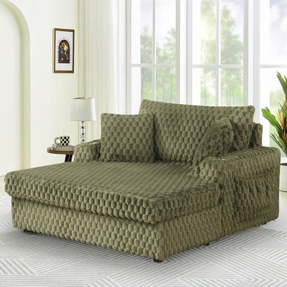 Divano letto moderno e morbido per interni con chaise longue e cuscini