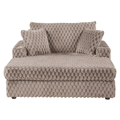 Divano letto moderno e morbido per interni con chaise longue e cuscini