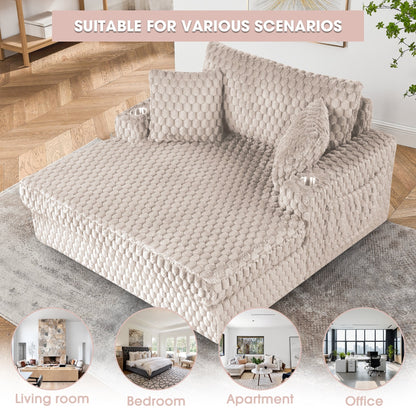 Divano letto moderno e morbido per interni con chaise longue e cuscini