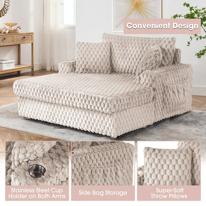 Divano letto moderno e morbido per interni con chaise longue e cuscini