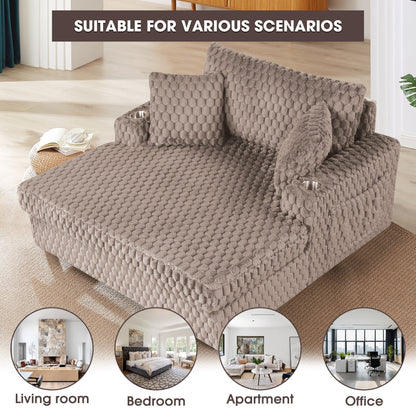 Divano letto moderno e morbido per interni con chaise longue e cuscini