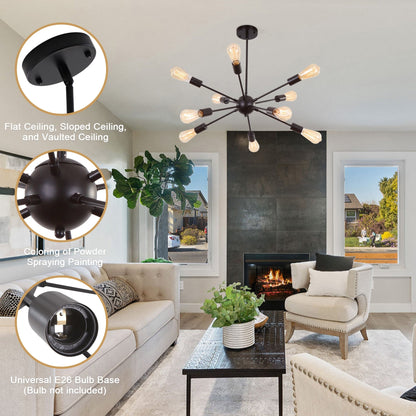 Lampadario moderno Sputnik a 10 luci, plafoniera regolabile per cucina, sala da pranzo, soggiorno, camera da letto - N/D