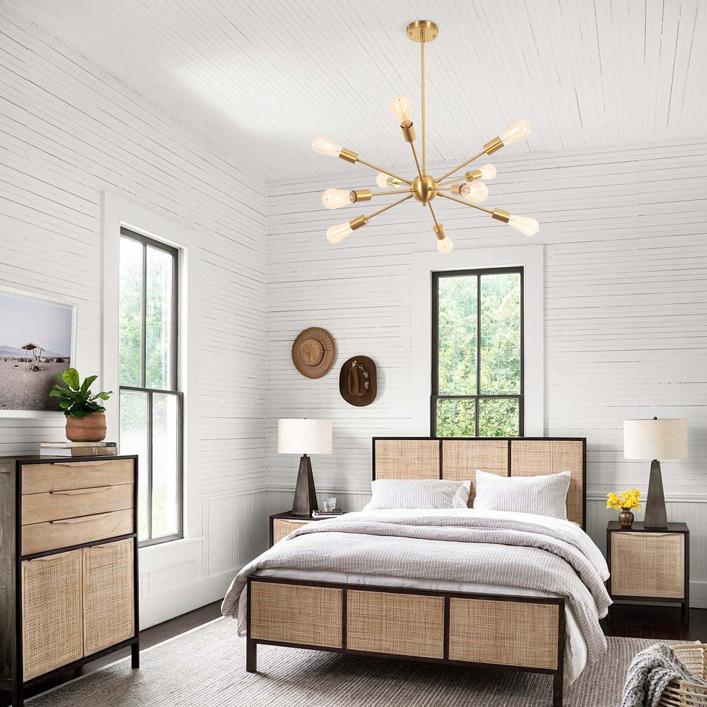 Lampadario moderno Sputnik a 10 luci, plafoniera regolabile per cucina, sala da pranzo, soggiorno, camera da letto - N/D