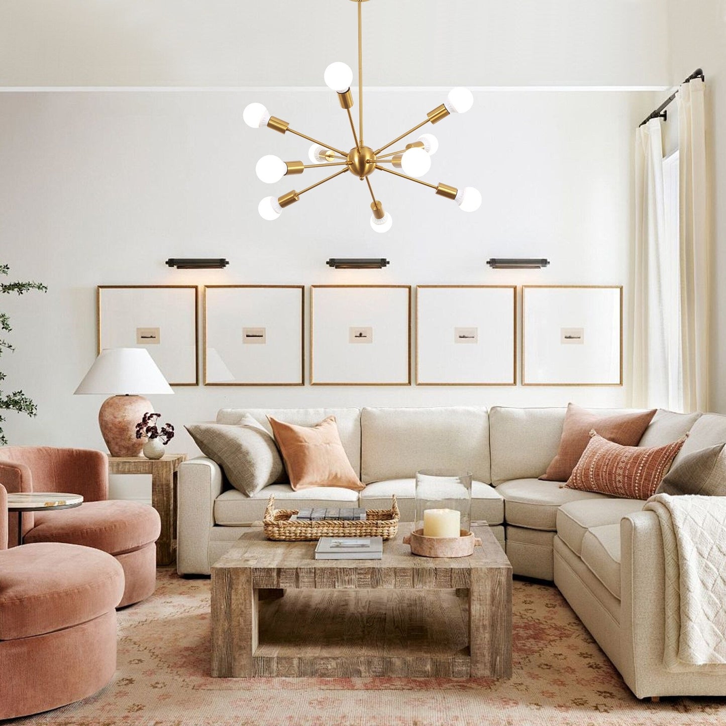 Lampadario moderno Sputnik a 10 luci, plafoniera regolabile per cucina, sala da pranzo, soggiorno, camera da letto - N/D