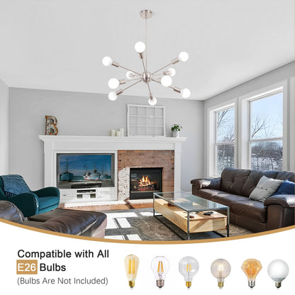 Lampadario moderno Sputnik a 10 luci, plafoniera regolabile per cucina, sala da pranzo, soggiorno, camera da letto - N/D