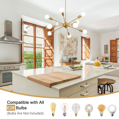 Lampadario moderno Sputnik a 10 luci, plafoniera regolabile per cucina, sala da pranzo, soggiorno, camera da letto - N/D