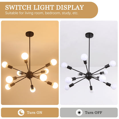Lampadario moderno Sputnik a 10 luci, plafoniera regolabile per cucina, sala da pranzo, soggiorno, camera da letto - N/D