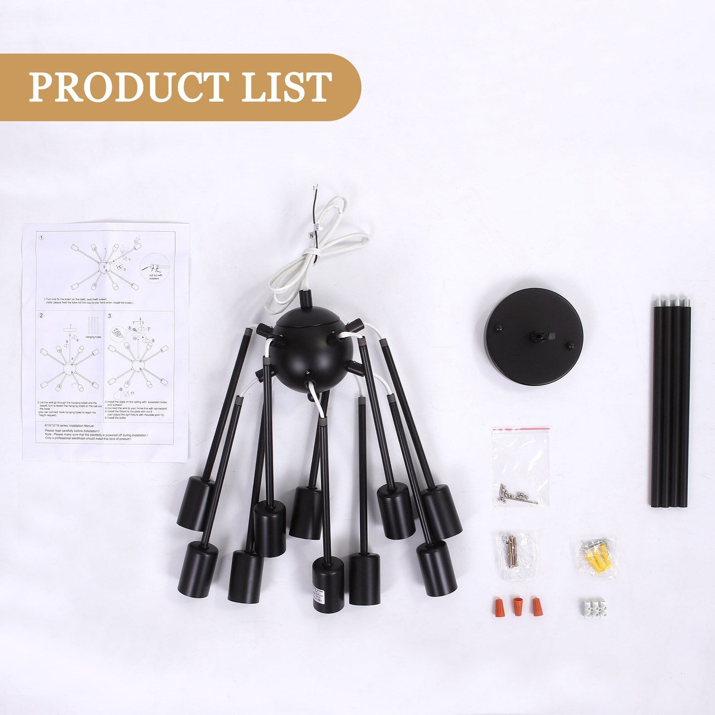 Lampadario moderno Sputnik a 10 luci, plafoniera regolabile per cucina, sala da pranzo, soggiorno, camera da letto - N/D