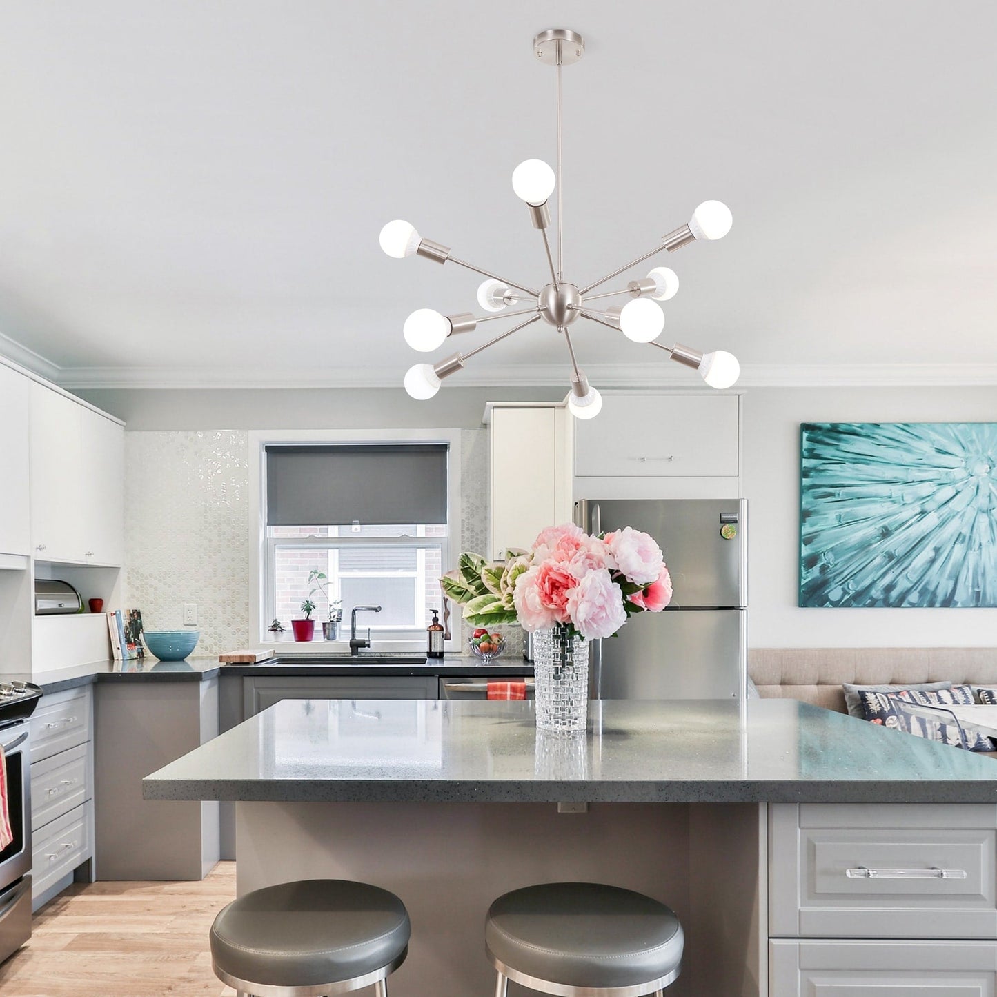 Lampadario moderno Sputnik a 10 luci, plafoniera regolabile per cucina, sala da pranzo, soggiorno, camera da letto - N/D