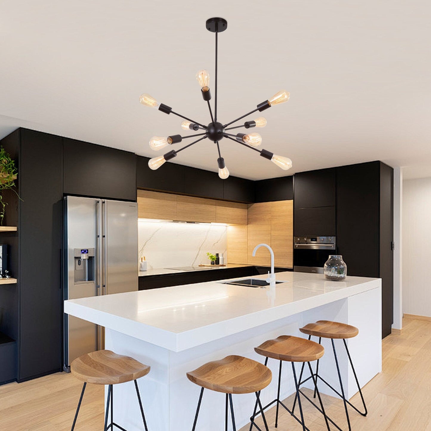 Lampadario moderno Sputnik a 10 luci, plafoniera regolabile per cucina, sala da pranzo, soggiorno, camera da letto - N/D