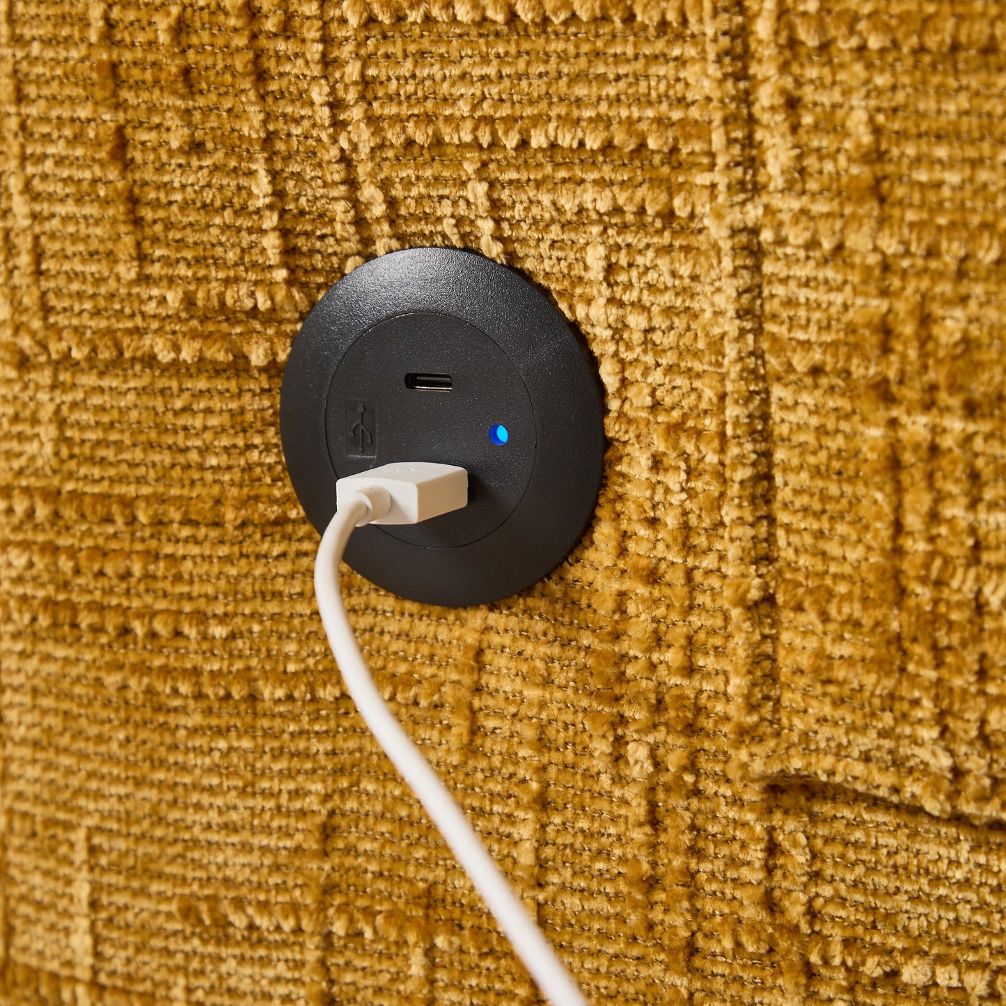 Divano moderno a 2 posti in ciniglia con gambe in legno, luce a LED, porta di ricarica USB e borsa portaoggetti, soggiorno, camera da letto, studio