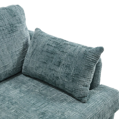 Divano moderno a 2 posti in ciniglia con gambe in legno, luce a LED, porta di ricarica USB e borsa portaoggetti, soggiorno, camera da letto, studio