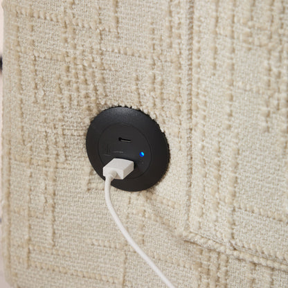 Divano moderno a 2 posti in ciniglia con gambe in legno, luce a LED, porta di ricarica USB e borsa portaoggetti, per soggiorno, camera da letto, studio