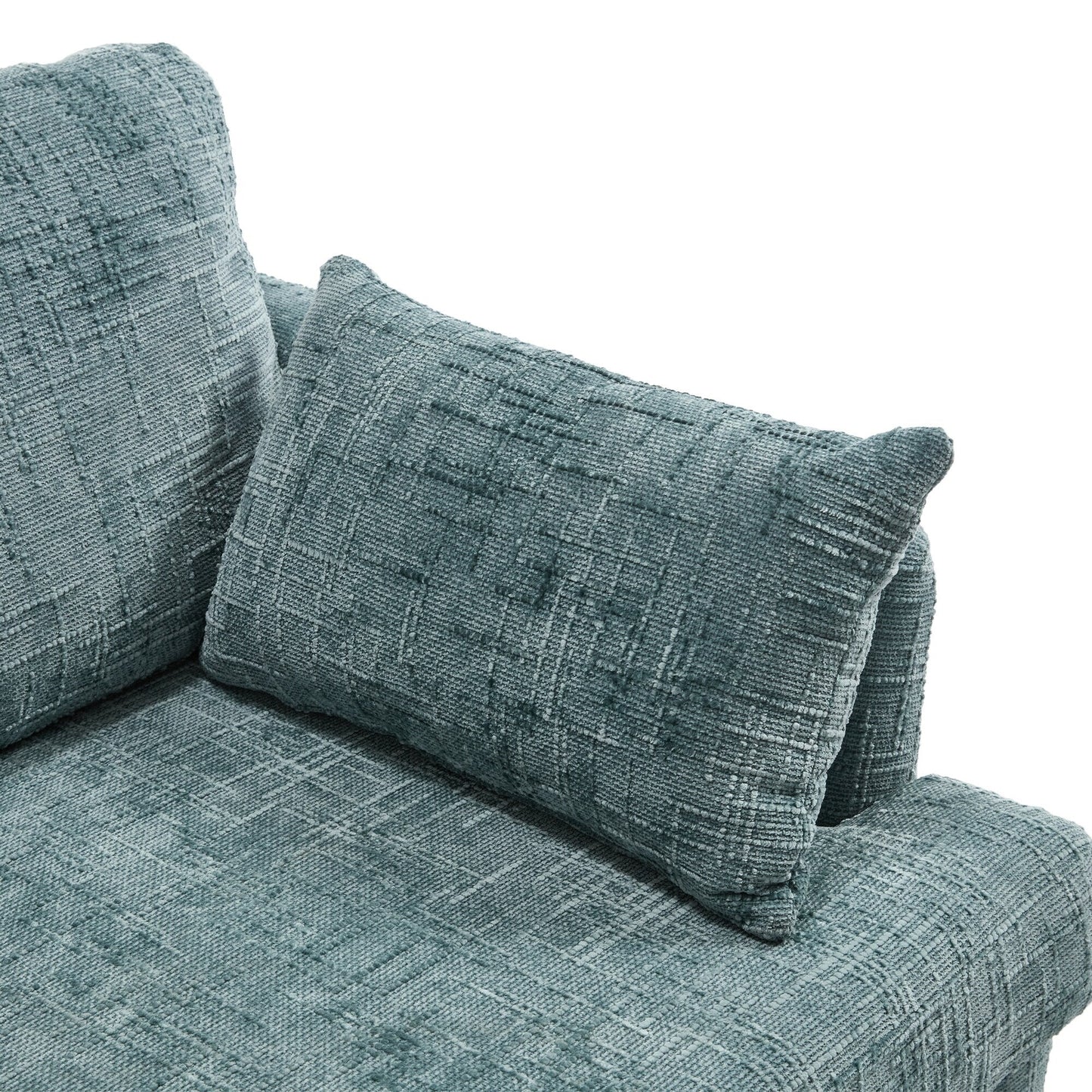 Divano moderno a 2 posti in ciniglia con gambe in legno, luce a LED, porta di ricarica USB e borsa portaoggetti, per soggiorno, camera da letto, studio