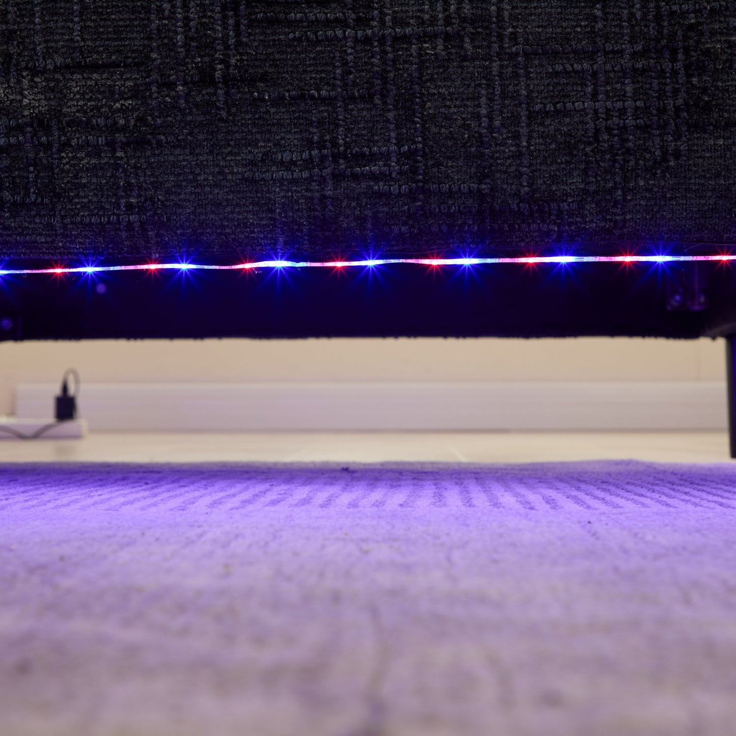 Divano moderno a 2 posti in ciniglia con gambe in legno, luce a LED, porta di ricarica USB e borsa portaoggetti, per soggiorno, camera da letto, studio