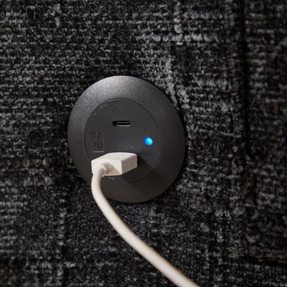 Divano moderno a 2 posti in ciniglia con gambe in legno, luce a LED, porta di ricarica USB e borsa portaoggetti, per soggiorno, camera da letto, studio