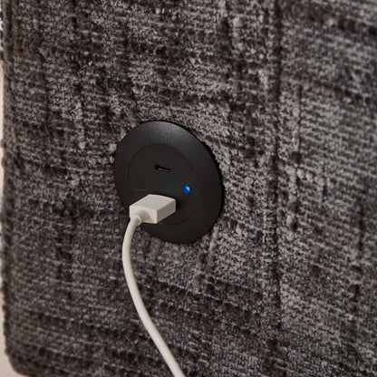 Divano moderno a 2 posti in ciniglia con gambe in legno, luce a LED, porta di ricarica USB e borsa portaoggetti, per soggiorno, camera da letto, studio