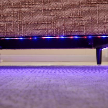 Divano moderno a 2 posti in ciniglia con gambe in legno, luce a LED, porta di ricarica USB e borsa portaoggetti, per soggiorno, camera da letto, studio