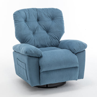 Divano moderno girevole reclinabile manuale per home theatre, regolabile, singolo, con poggiapiedi e tasca laterale