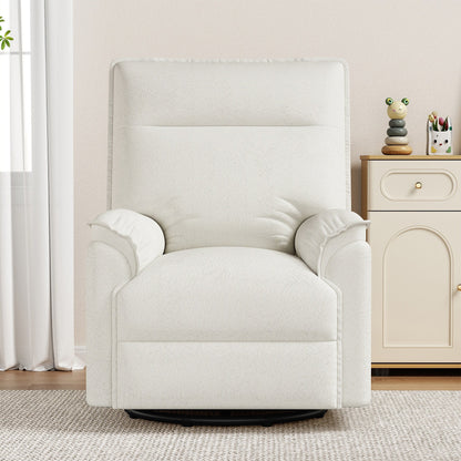 Poltrona reclinabile girevole moderna con schienale imbottito e regolabile per soggiorno, camera da letto o cameretta dei bambini