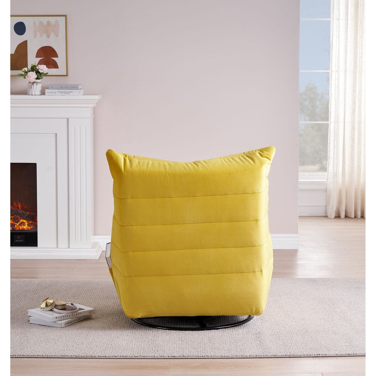 Poltrona reclinabile girevole moderna con tasca laterale, poltrona imbottita casual