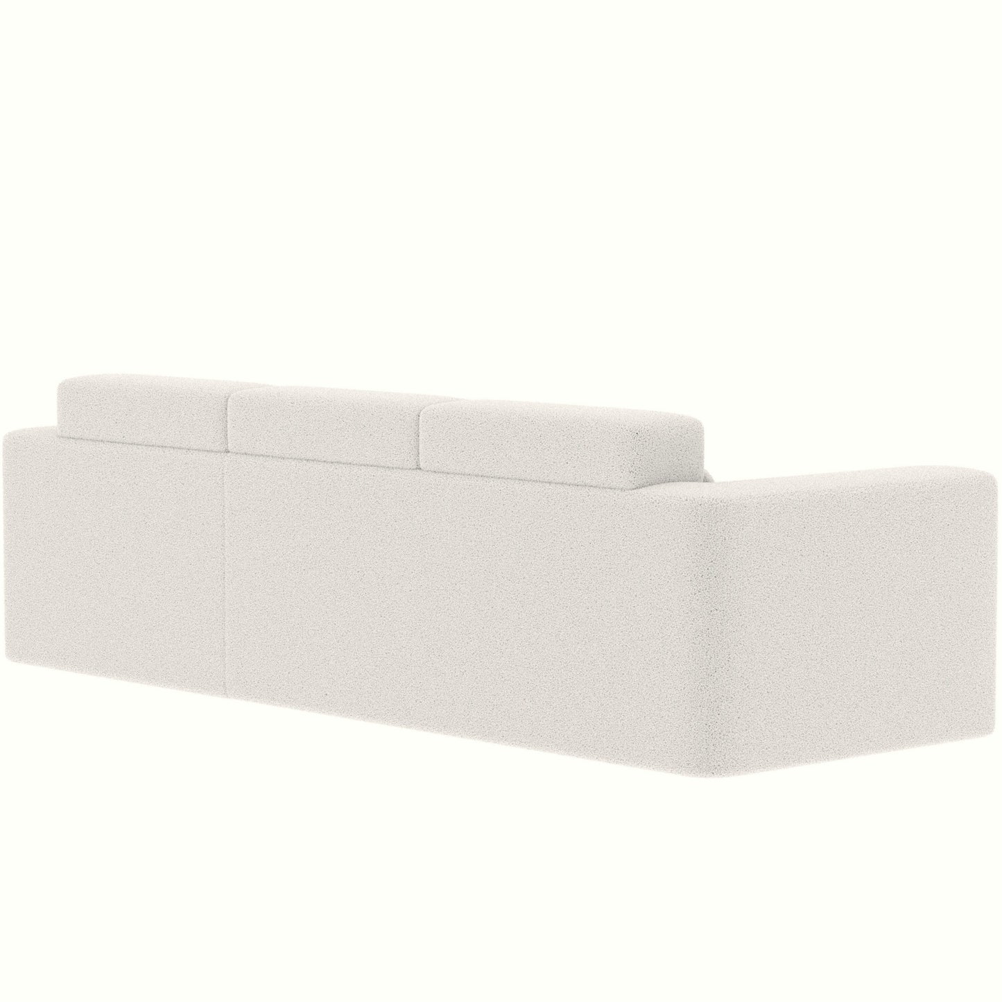 Divano componibile moderno a forma di L in tessuto Teddy, divano a 3 posti con chaise longue e cuscini per soggiorno e appartamento