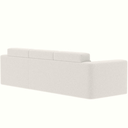 Divano componibile moderno a forma di L in tessuto Teddy, divano a 3 posti con chaise longue e cuscini per soggiorno e appartamento