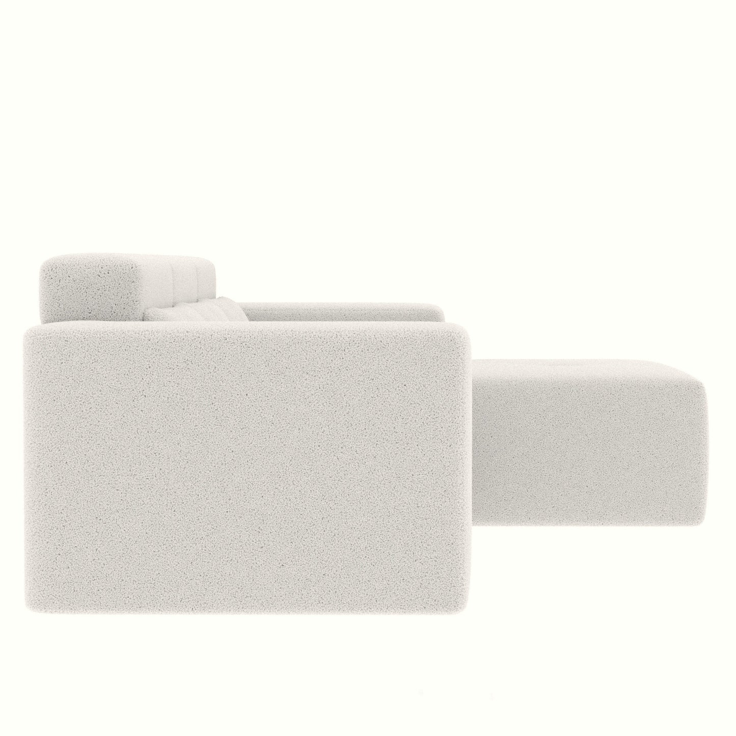 Divano componibile moderno a forma di L in tessuto Teddy, divano a 3 posti con chaise longue e cuscini per soggiorno e appartamento