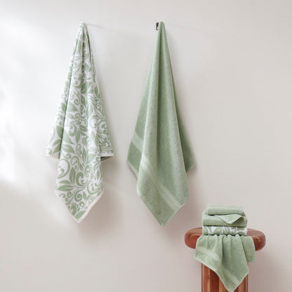 Set di 6 asciugamani jacquard tinti in filo Modern Threads Trefoil Filigree